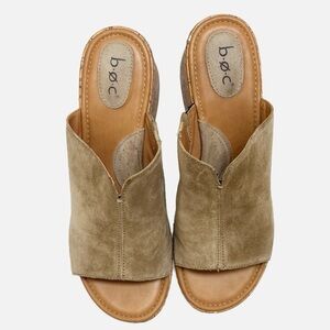 Born BOC Catia Tan Suede Cork Slide Mule Sandals Womens size 11
